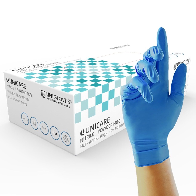 Unigloves Unicare Pearl Nitrile Gloves In Blue – 100 Box Small