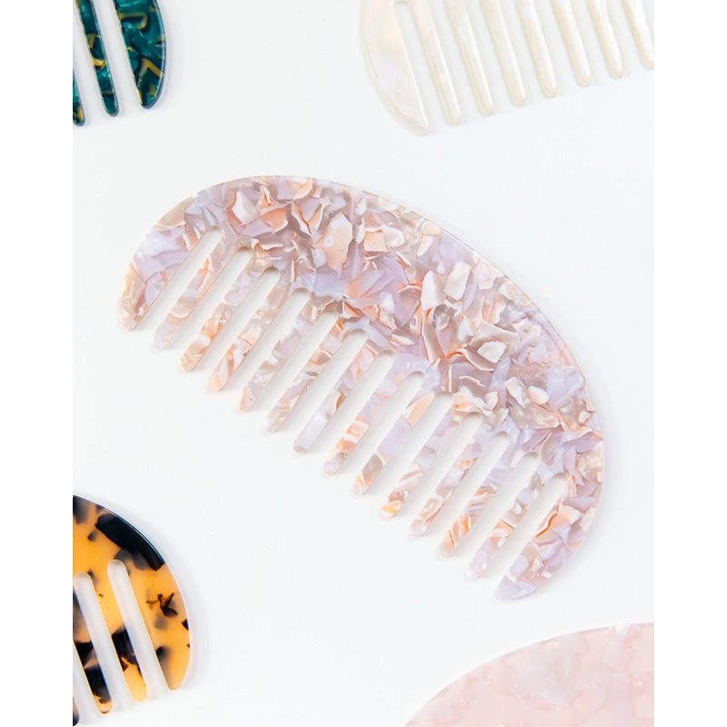 Marble U-Shaped Comb Emerald