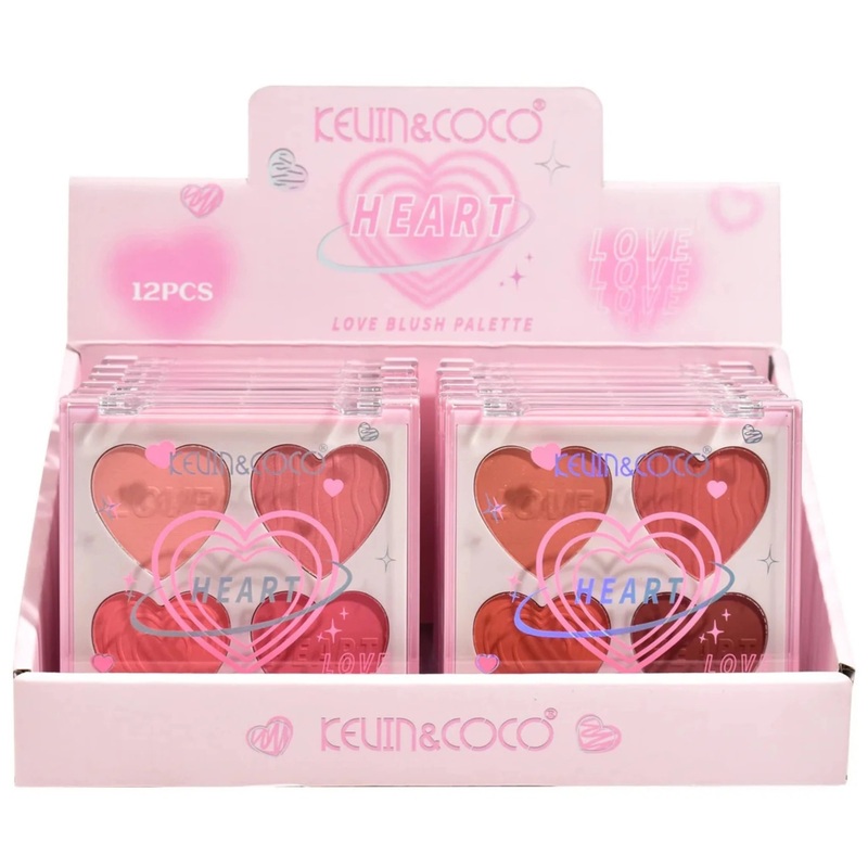 Kevin & Coco Heart Love Blush Palette – Wholesale Display 12 Units (KC247752)