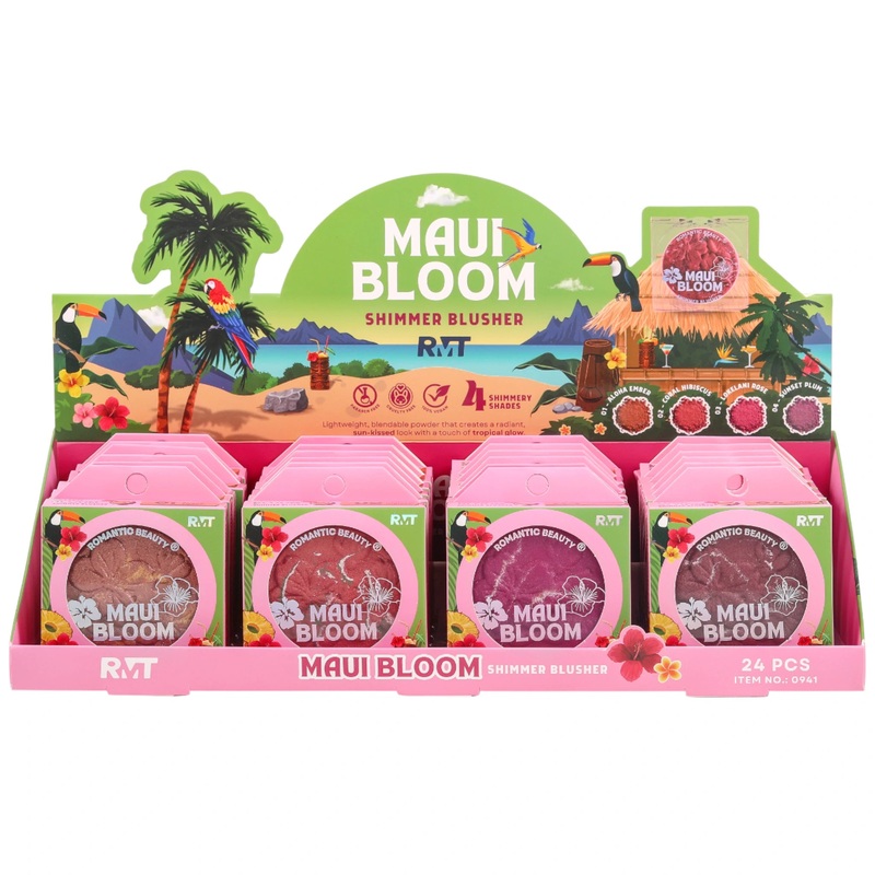Romantic Beauty Maui Bloom Shimmer Blusher – Wholesale Display 24 Units (0941)