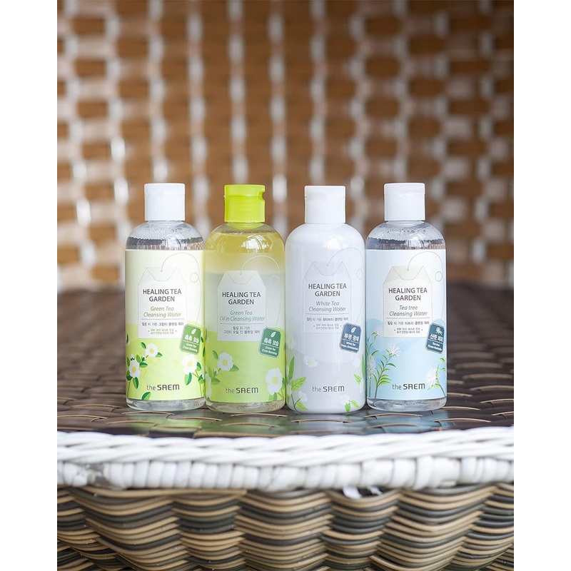 the SAEM Healing Tea Garden Tea Tree Cleansing Water Green Tea