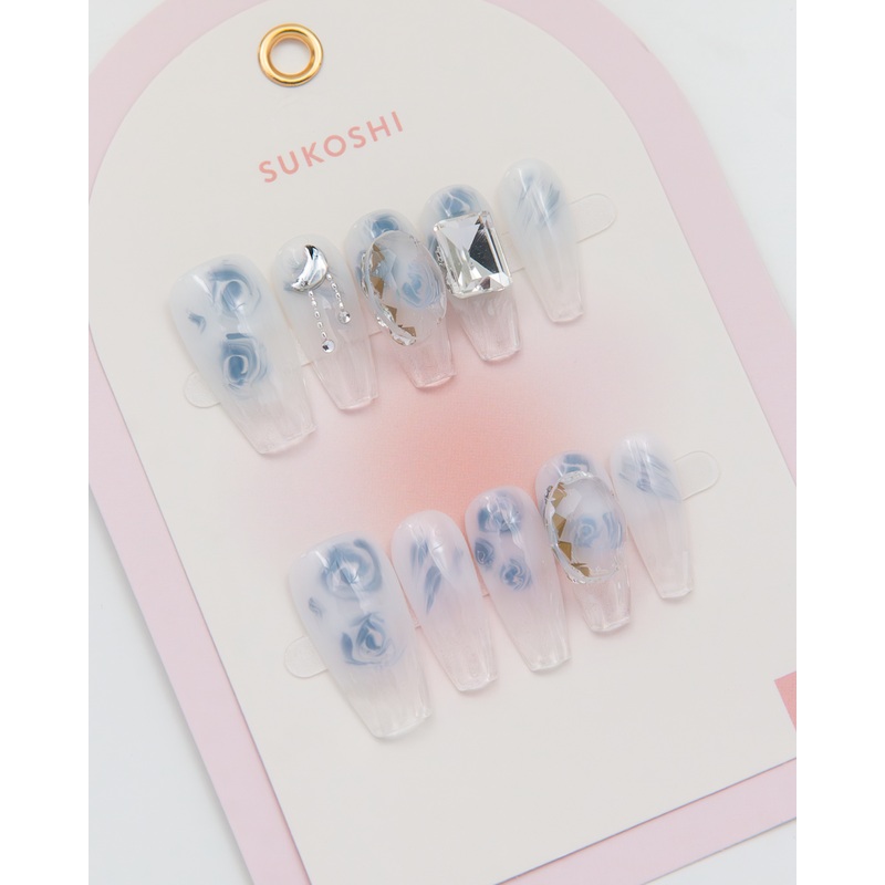 SUKOSHI Handmade Press-On Nails Soda Fizz Extra Small