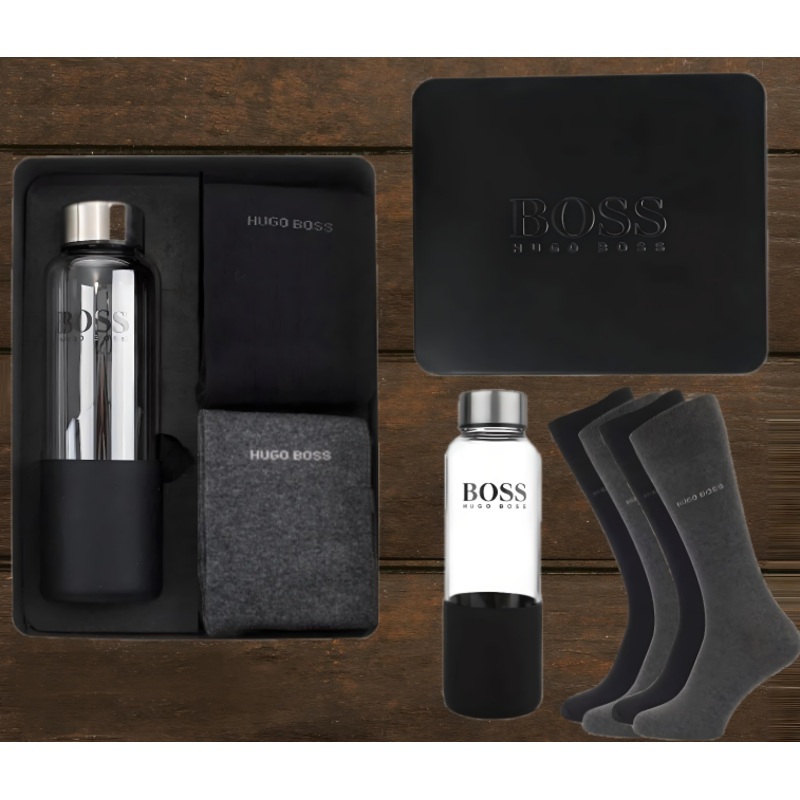 Hugo Boss Gift Set – 2 Pairs Men’s Socks UK Size 6-11 With Water Bottle Brand New