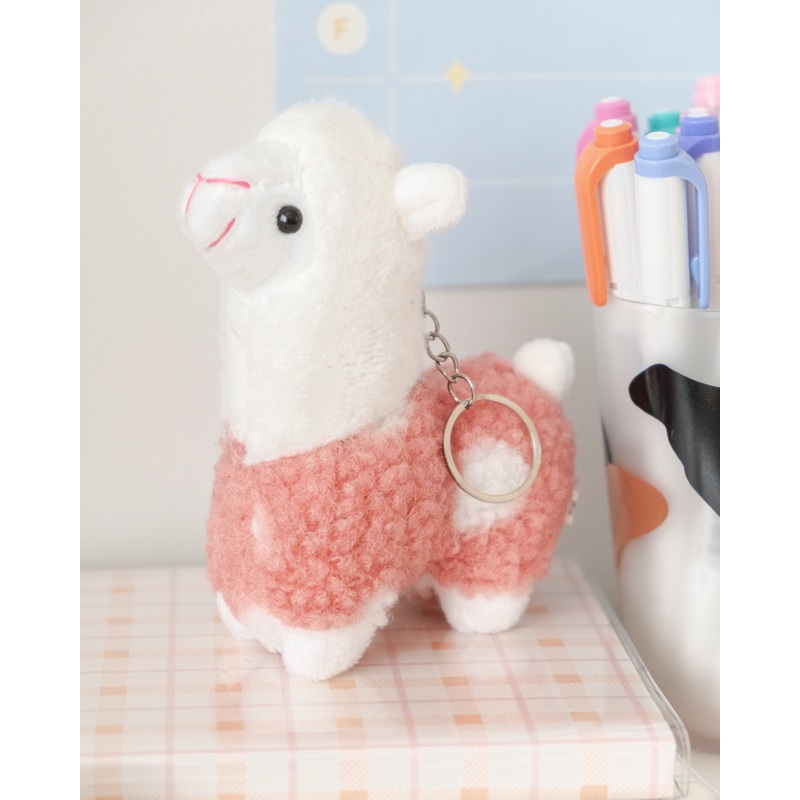 Alpaca Plush Keychain Pink