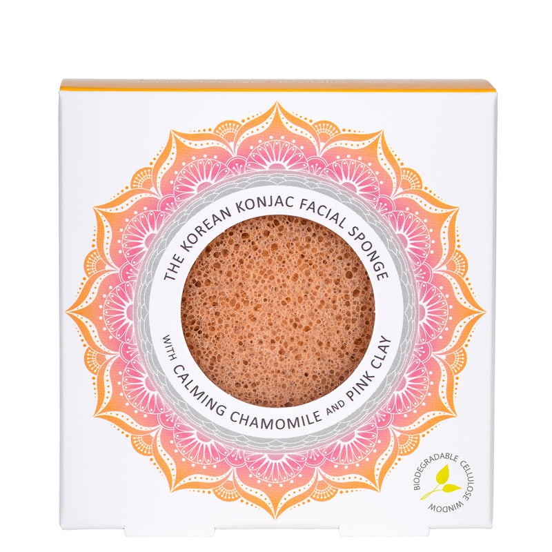 Konjac Sponge Facial Sponge Chamomile and Pink Clay for Normal and Sensitive Skin
