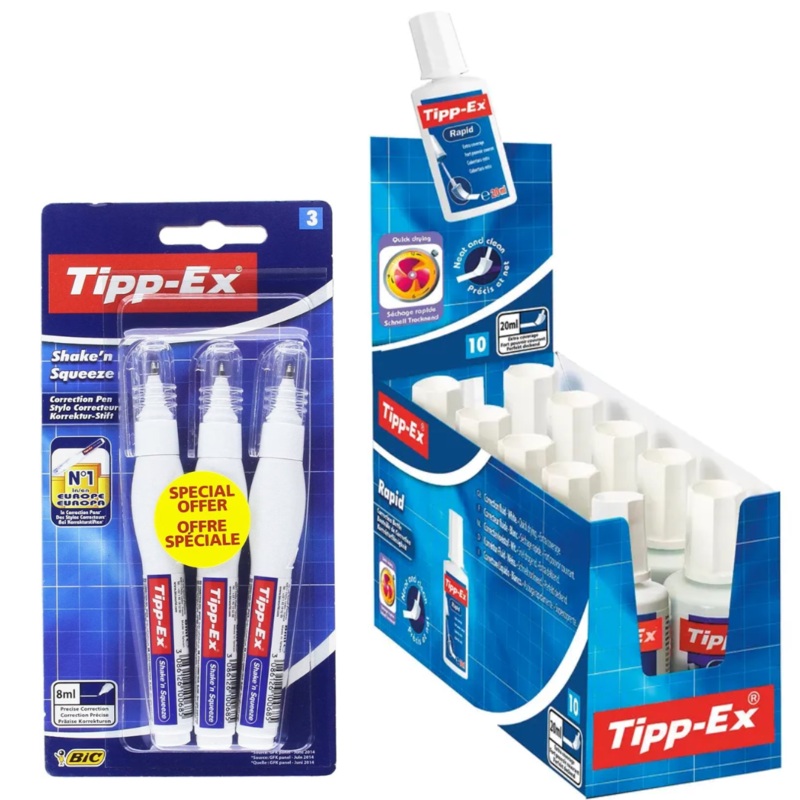 Bic Tipp-Ex Correction Pens & Fluid Bottle Options  Free UK Postage – Stationery Tipp-Ex 3 Pack & Tipp-Ex Fluid 10 Pack