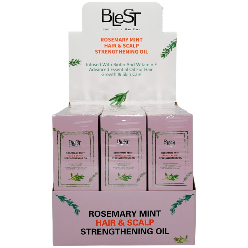 Blest Rosemery Mint Hair & Scalp Strengthening Oil – Wholesale Display 12 Units (BH721)