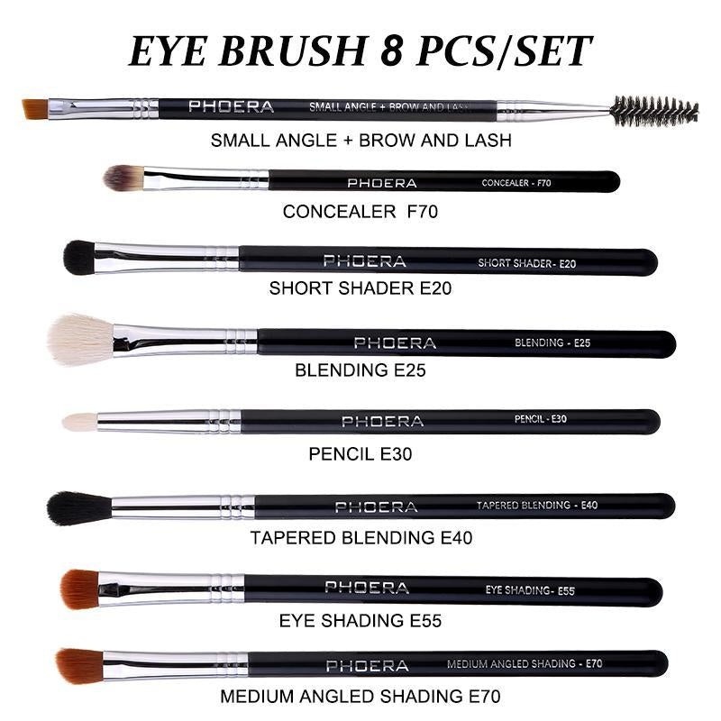 Phoera 8pc Eye Makeup Brush Set  Free Delivery