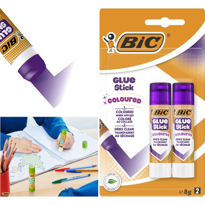 Bic Coloured Glue 8G – Blister pack of 2 – Stationery