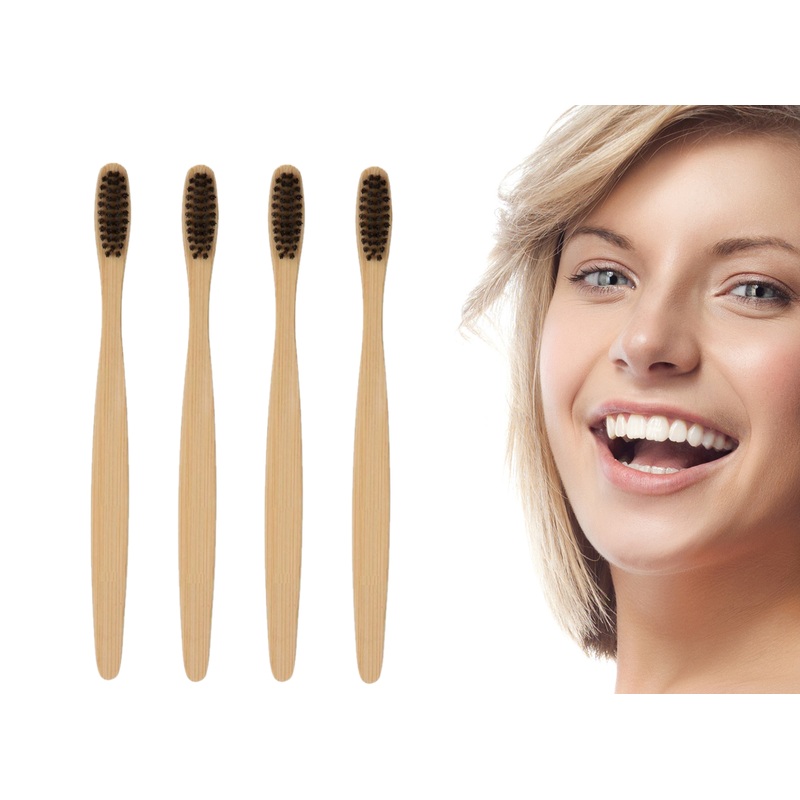 4 Bamboo Toothbrushes | Eco-Friendly Oral Care | Free UK Delivery X4