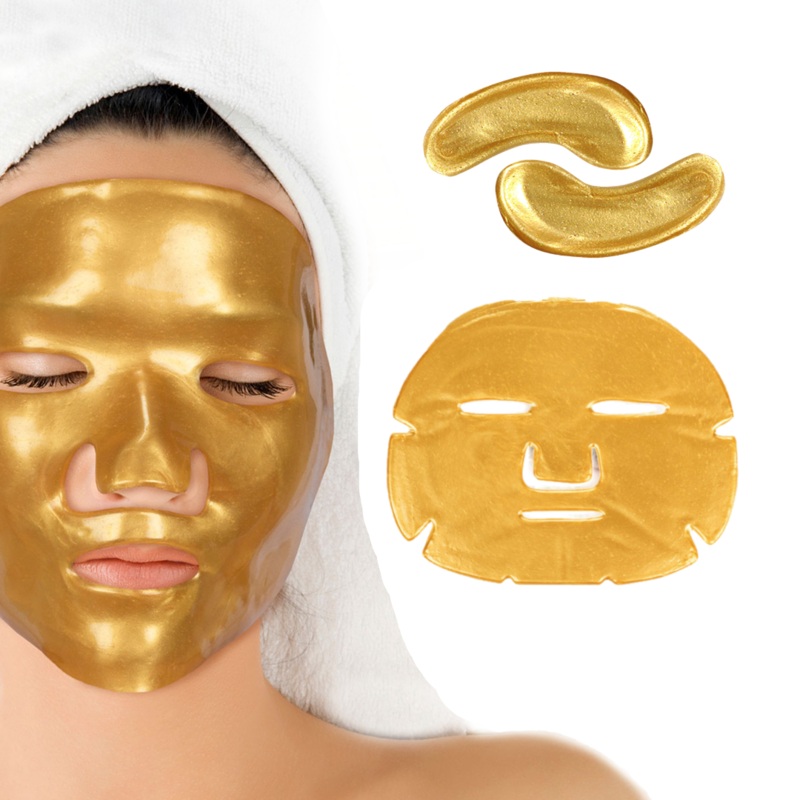 20-Pack Gold Collagen Face & Eye Mask Bundle  Hydrating & Anti-Ageing | Free UK Delivery