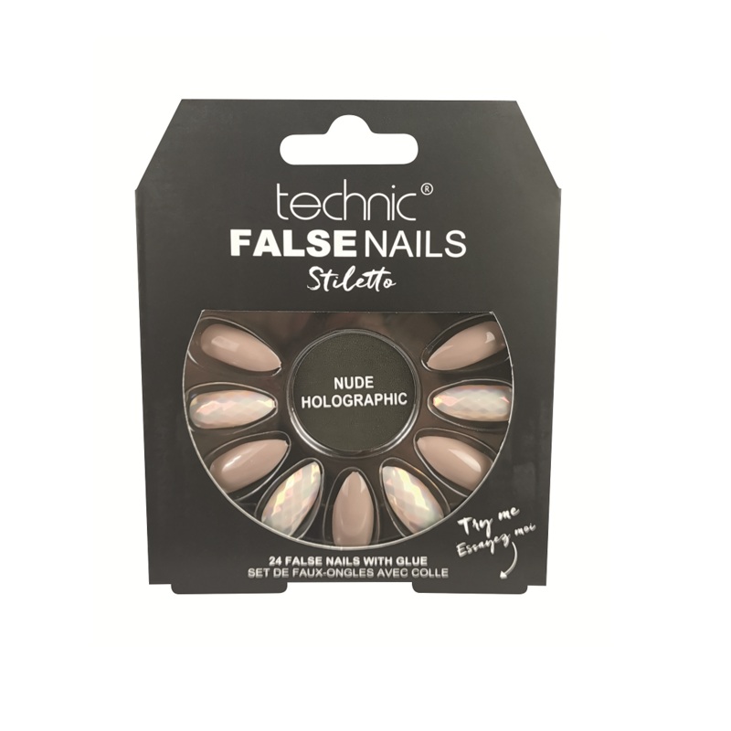 Technic False Nails Stiletto Nude Holographic