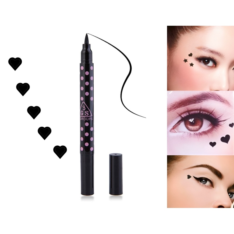 Glamza 2-in-1 Liquid Eyeliner Pen with Heart Stamp  Precision & Creativity in One Tool