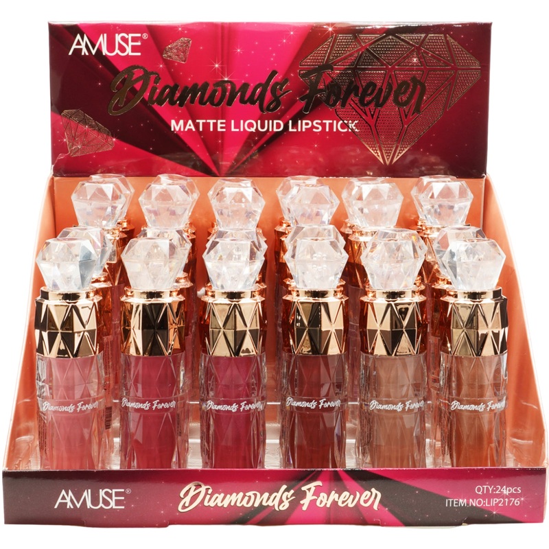 Amuse Diamonds Forever Matte Liquid Lipstick – Wholesale Display 24 Units (LIP2176)