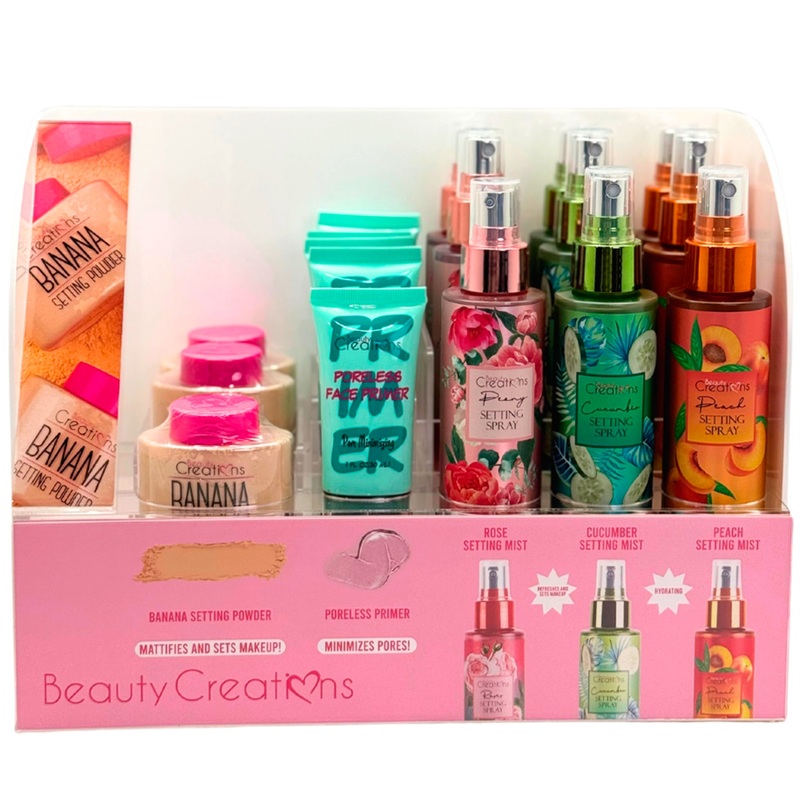 Beauty Creations Banana Powder + Poreless Primer + Setting Spray – Wholesale Display 30 Units (BPPSS-PT)