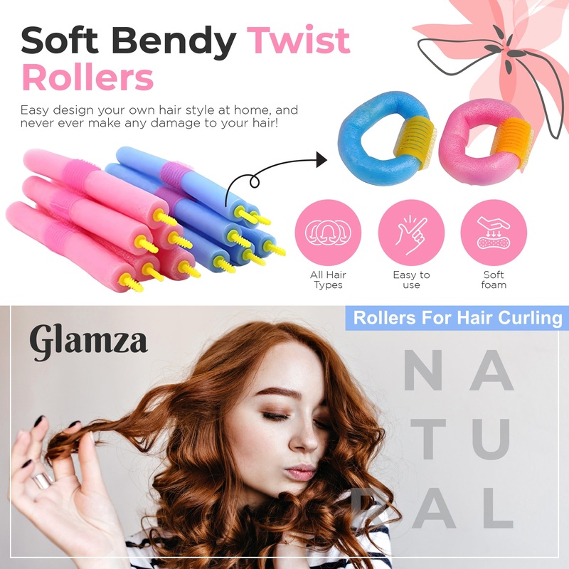 12-Pack Hair Curlers & Rollers  Heatless, Soft & Easy to Use – Free Delivery In Time For Summer x1