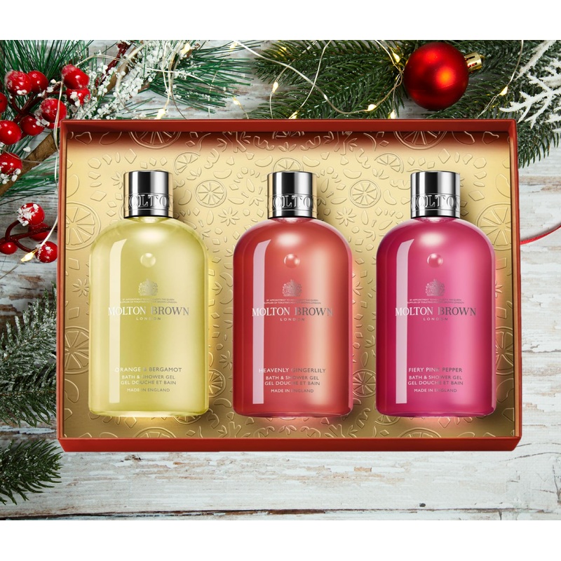 Molton Brown 3pc Floral & Spicy Bath & Shower Gel Body Care Gift Set – x3 300ml Bottles