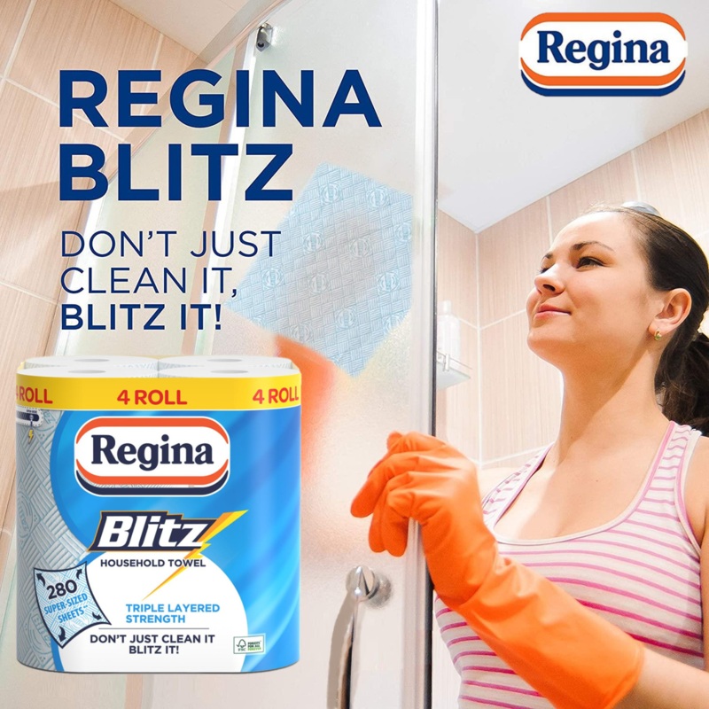 Regina Blitz Household Towel 3-Ply 280 Sheets (Pack of 4)