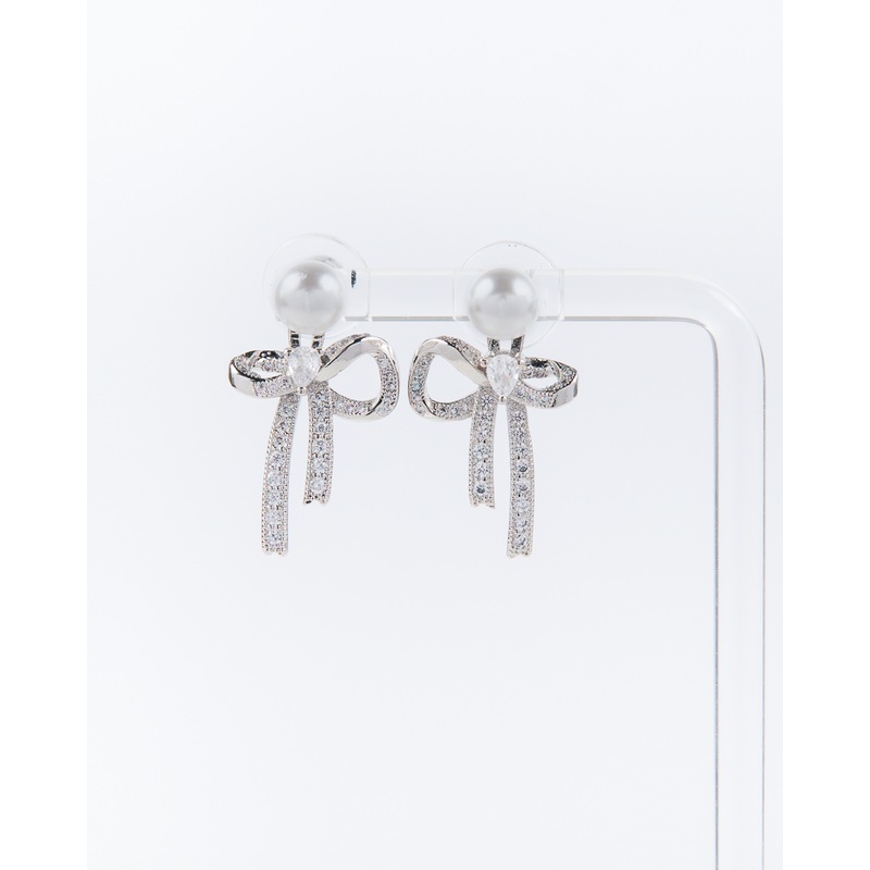 NYU NYU Pearl Bow Drop Earrings