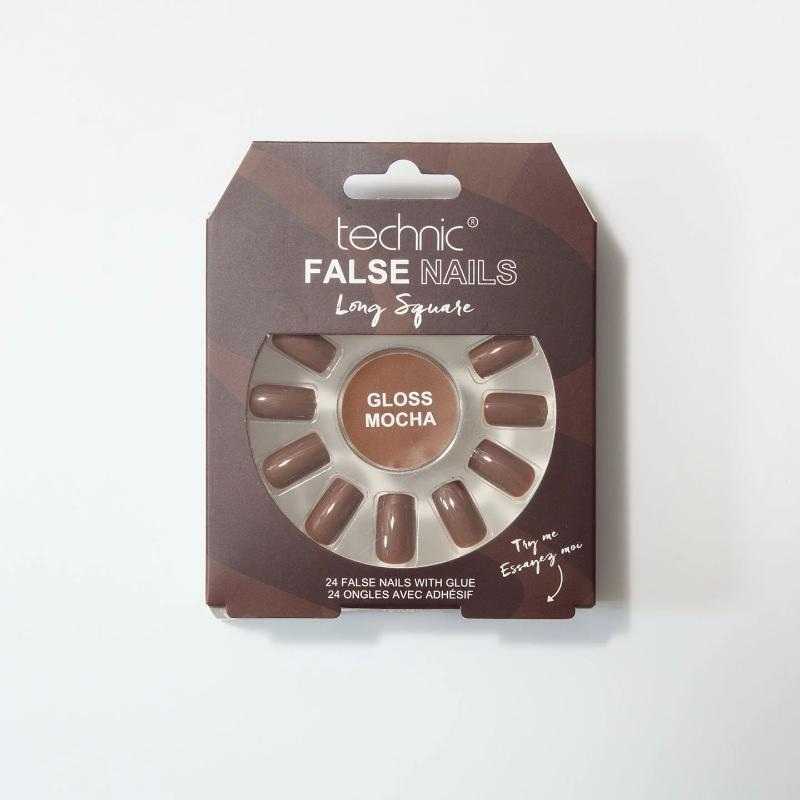 Technic False Nails – Long Square Gloss Mocha