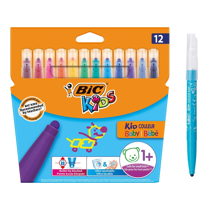 BIC Kids Colouring Pens  12 Pack of Vibrant, Washable Markers for Ages 1+ (Free UK Postage) – Stationery