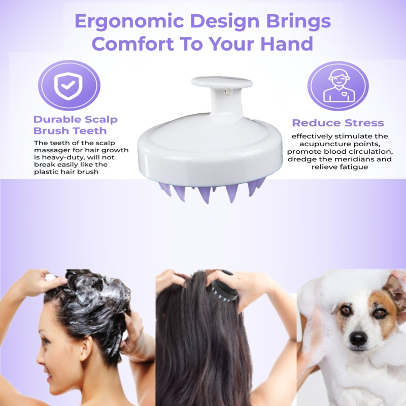 Silicone Scalp Massaging & Shampoo Brush  Stimulate Hair Growth & Reduce Dandruff | Free UK Delivery Black