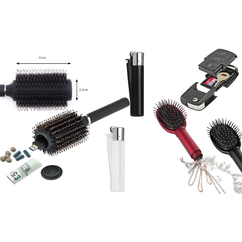Generise Secret Stash Collection  Hairbrushes, Lighter & Key Fob with Free UK Delivery Secret Stash Large 360 Hairbrush – Black
