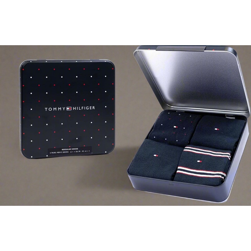 Tommy Hilfiger Mens Gift Set Gift Box 4 Pairs Mens Socks UK 9-11