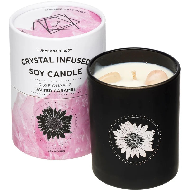 Crystal Infused Soy Candle – Rose Quartz x Salted Caramel