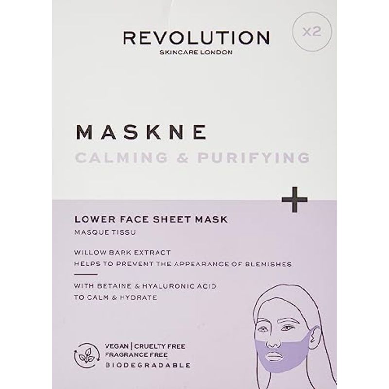 Revolution Skincare London, Maskne Calming & Purifying, Lower Face Sheet Mask