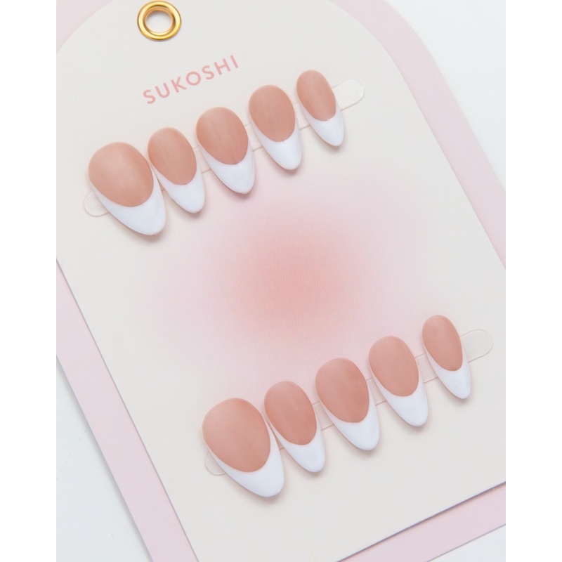 SUKOSHI Handmade Press-On Nails French Kiss Extra Small
