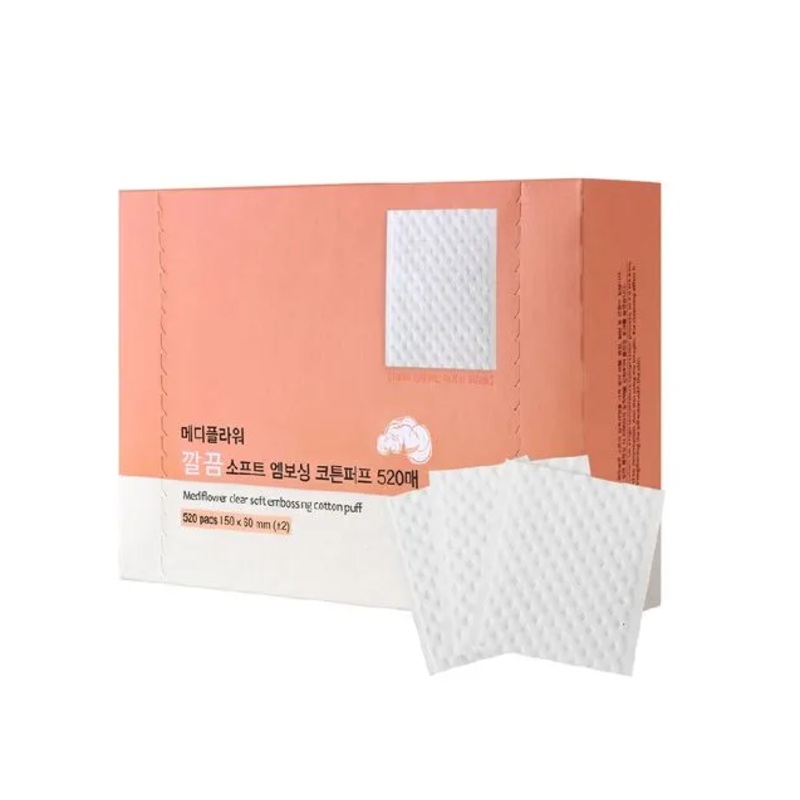 MediFlower Clear Soft Embossing Cotton Puff 520 pads 520 pads
