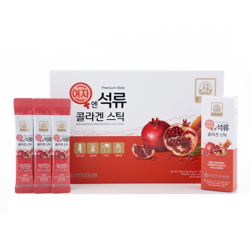 SAMJIWON Korean Beauty Baekje Geumsan Women’s Pomegranate Collagen Jelly Stick 5.1oz / 30 Count (5 Pack)