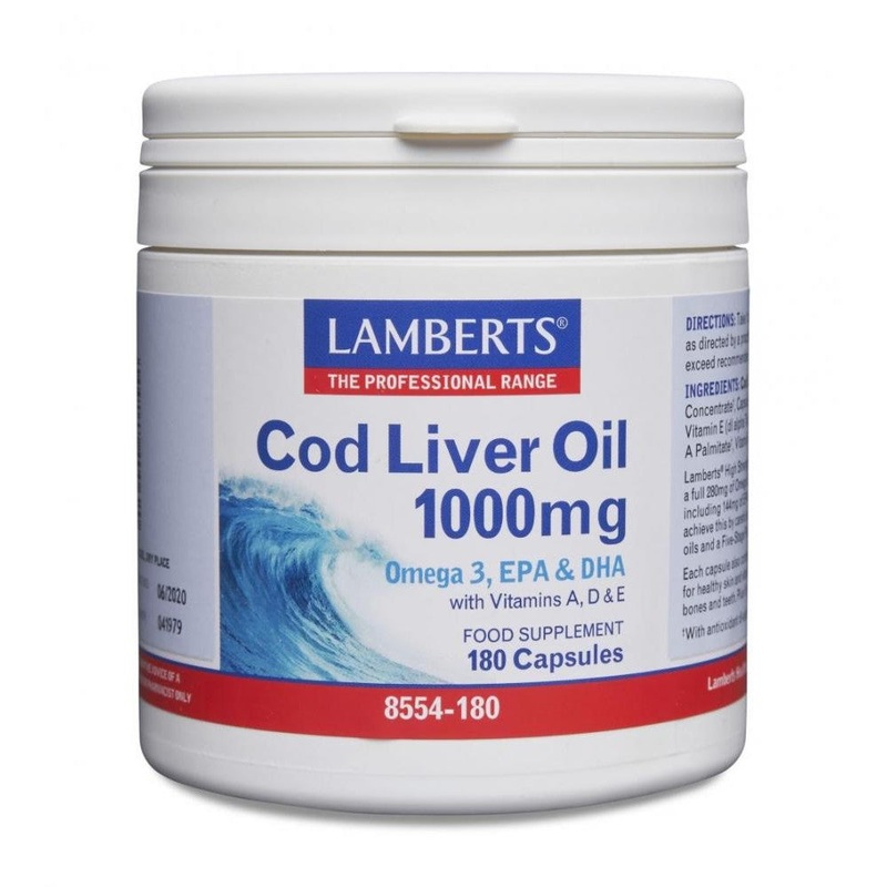 Cod Liver Oil 1000mg (EPA 144mg/DHA 107mg) 180 capsules