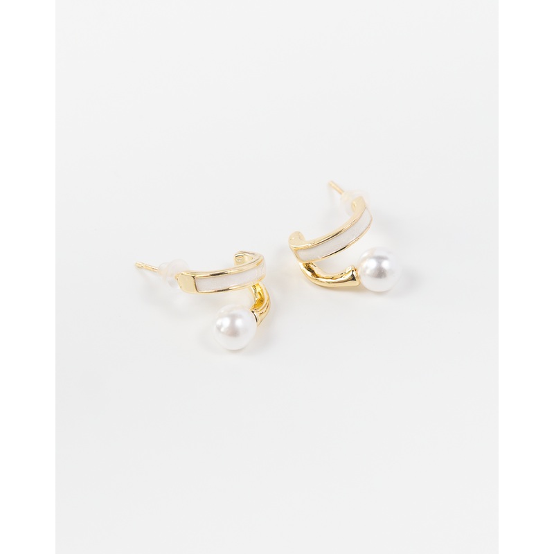 NYU NYU Gold and Pearl Loop Earrings