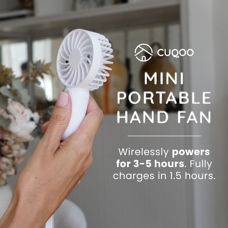 CUQOO Mini Handheld Fan  800mAh, 3 Speeds, Portable  Free UK Delivery!