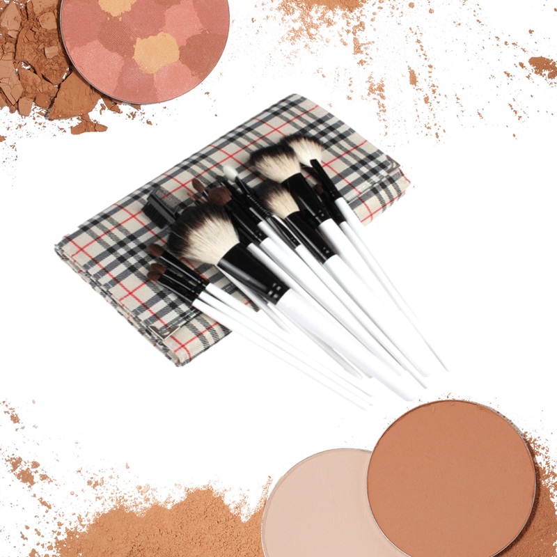20pc Professional Tartan Makeup Brush Set  Free UK Delivery