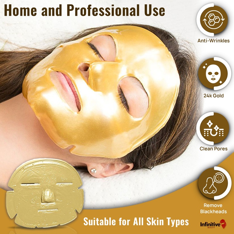 Infinitive Beauty 24K Gold Collagen Crystal Face Mask  Hydrating & Anti-Ageing | Free UK Delivery X1